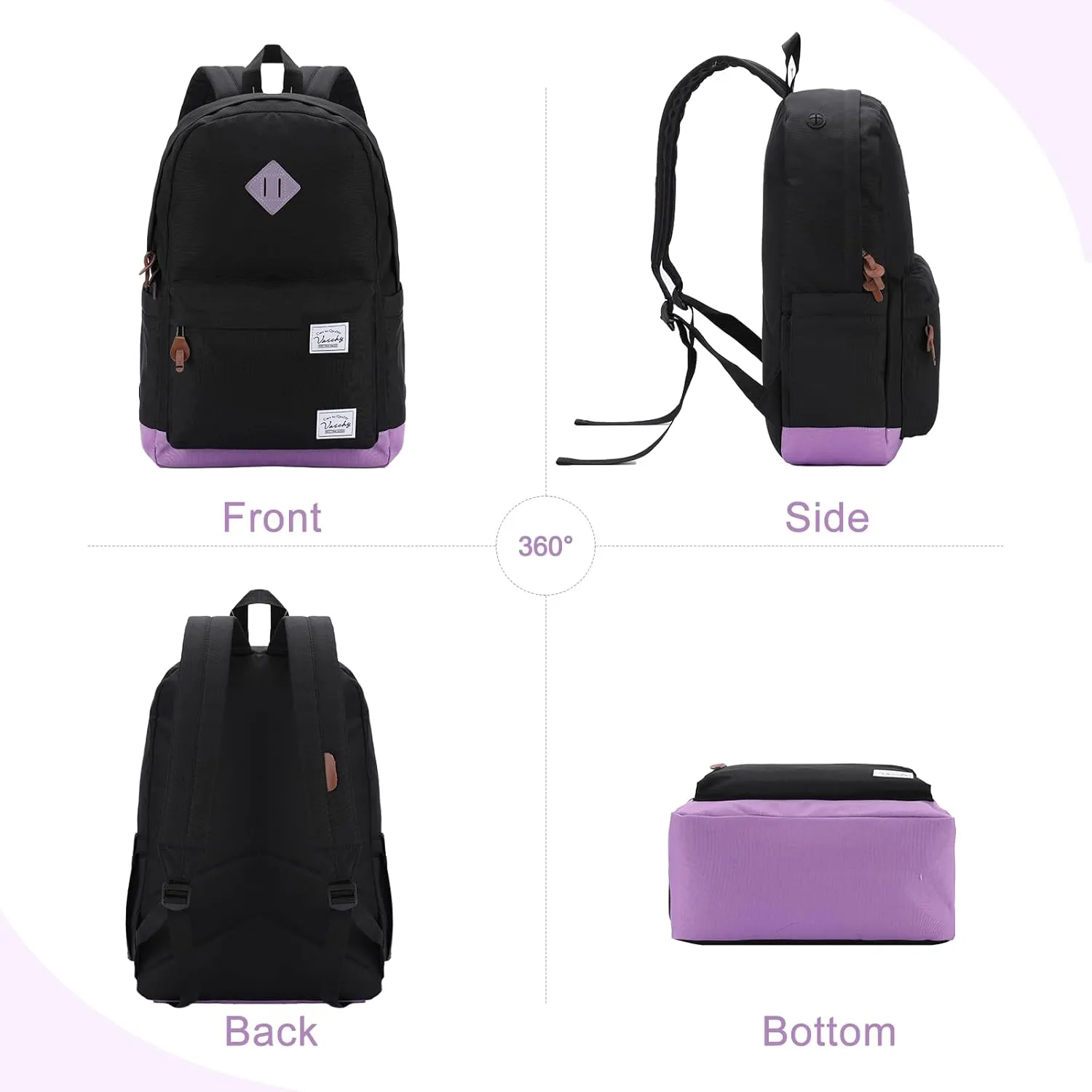 Backpack for Men Women,VASCHY Classic Water-resistant Lightweight Travel School Backpack Casual Daypack