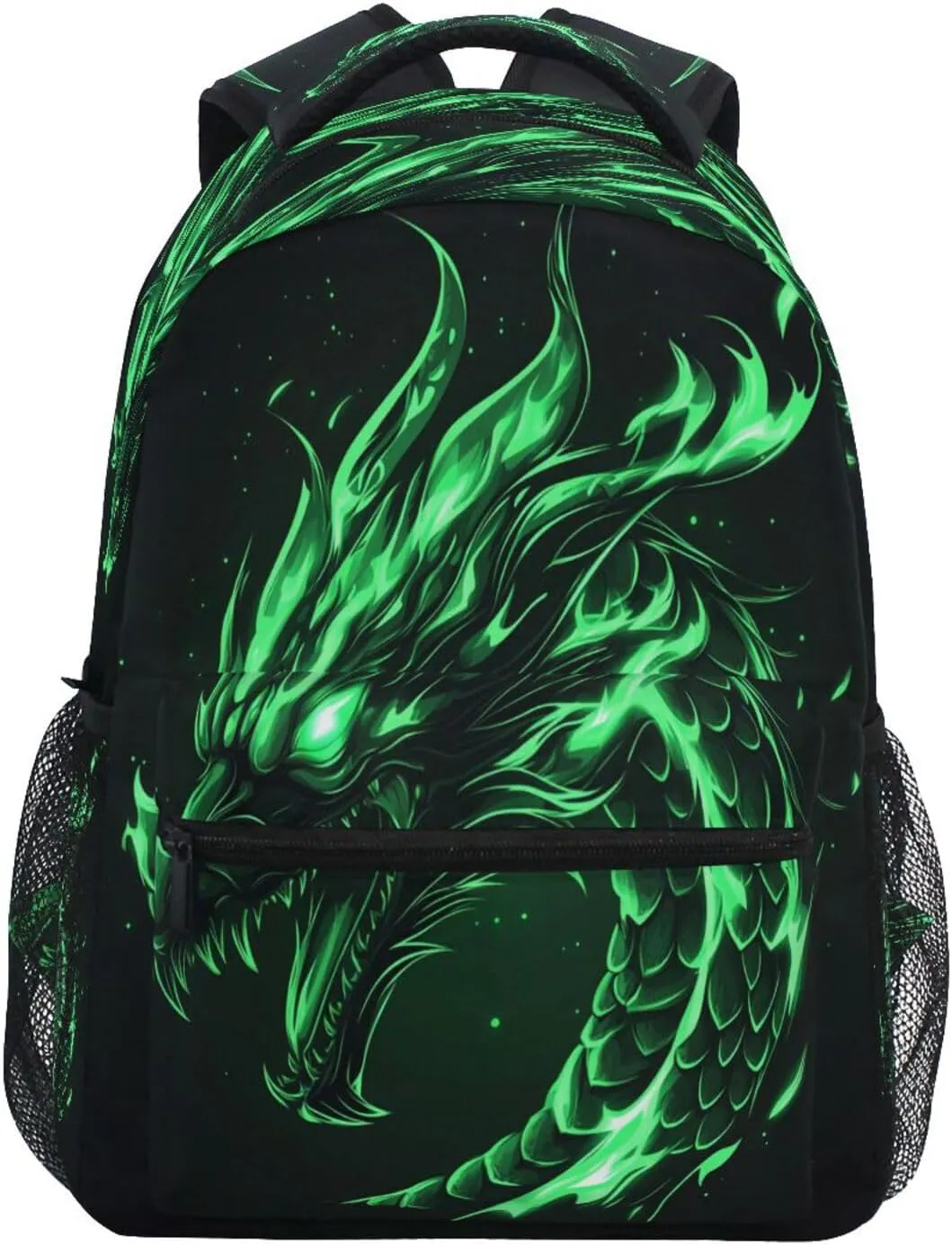 Backpack School Bookbag Travel Bag Angry Green Dragon for Girls Boys Teen