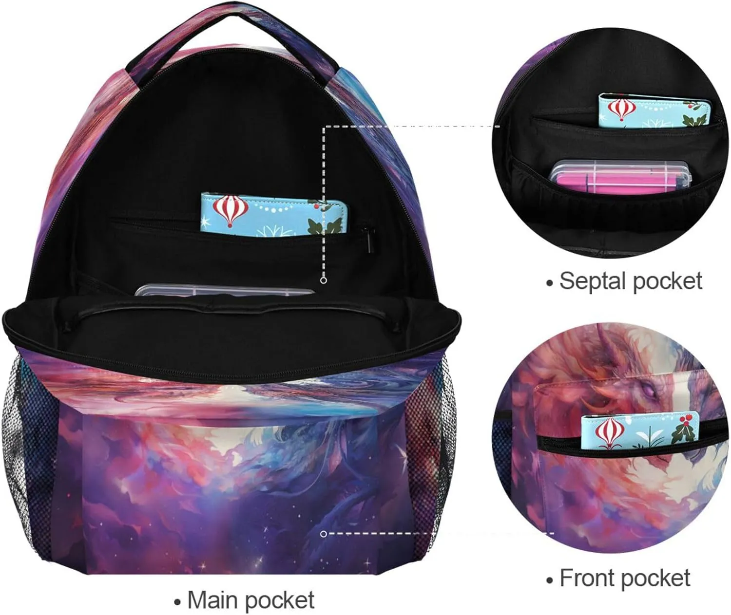 Backpack School Bookbag Travel Bag Two Dragon for Girls Boys Teen