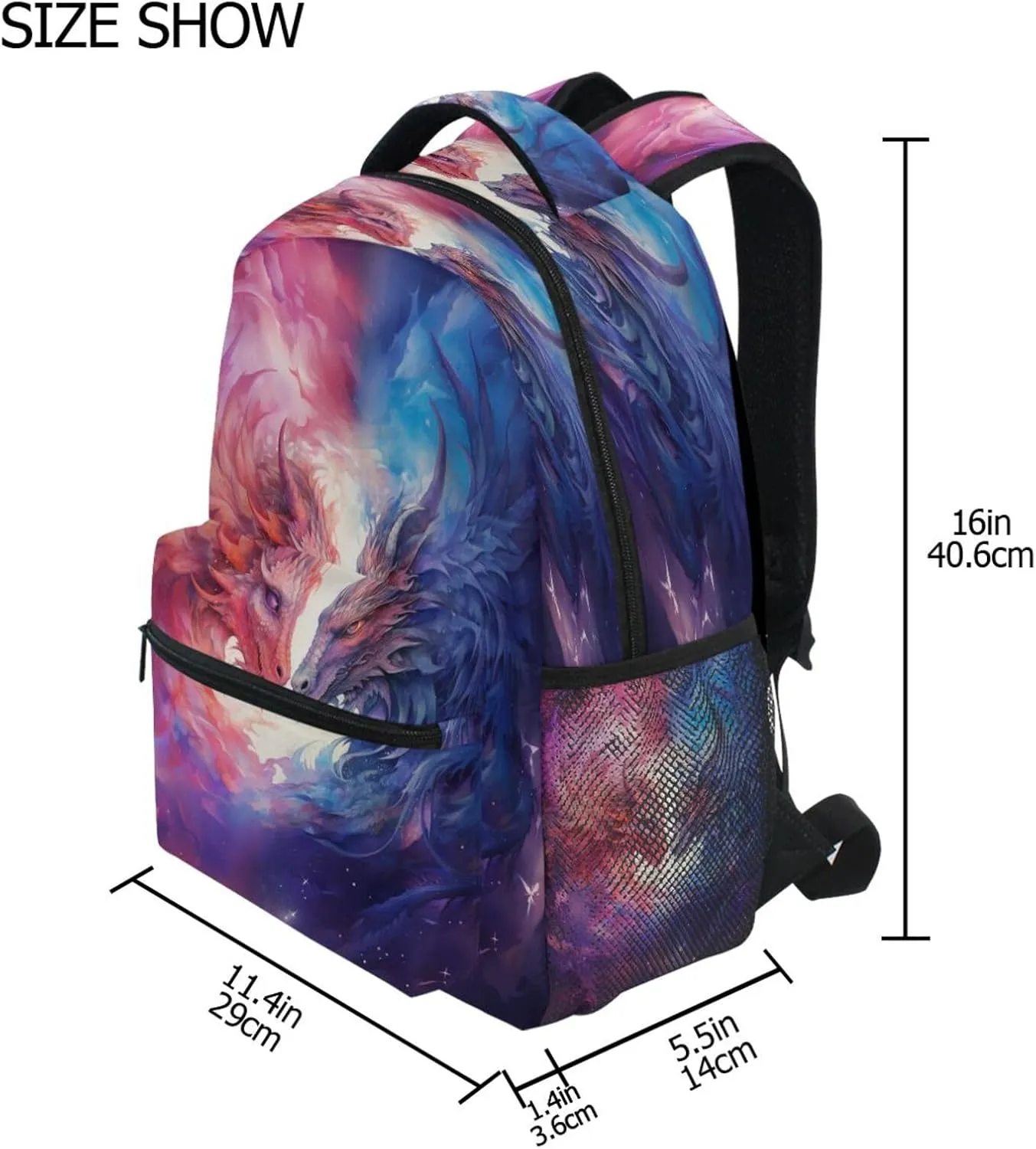 Backpack School Bookbag Travel Bag Two Dragon for Girls Boys Teen