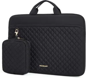 BAGSMART 13-14 inch Laptop Case, Puffy Padded Laptop Sleeve Bag for Women, Portable MacBook Air 13 inch Case Sleeve, Black