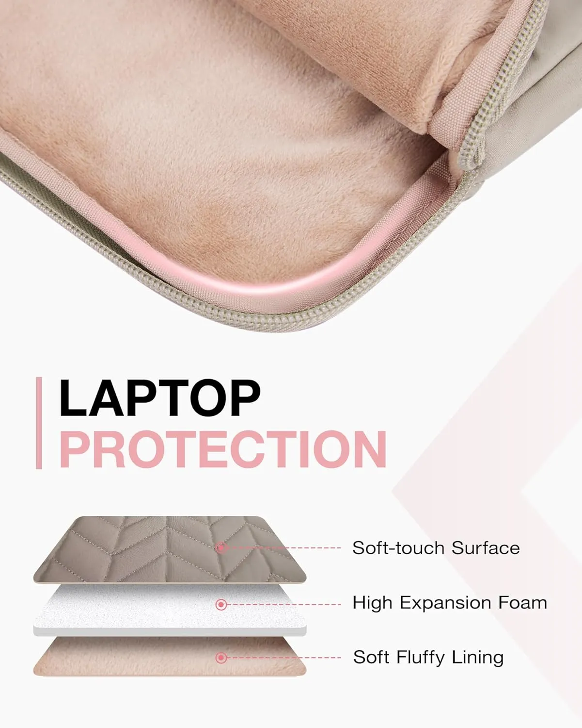 BAGSMART 15-16 inch Laptop Sleeve with Handle, Puffy Padded Case Bag, Fitted for MacBook Air 15.6 inch & MacBook Pro 16 inch, Dell & HP Computers