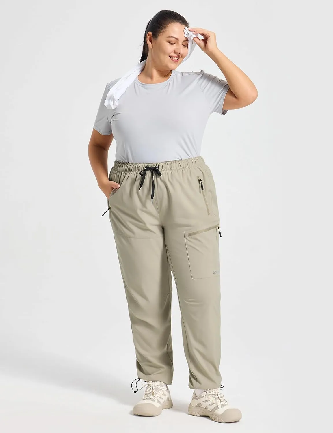 baleaf Plus Size Pants for Women Hiking Cargo Water Resistant UPF 50  Cargo Joggers Zipper Pockets