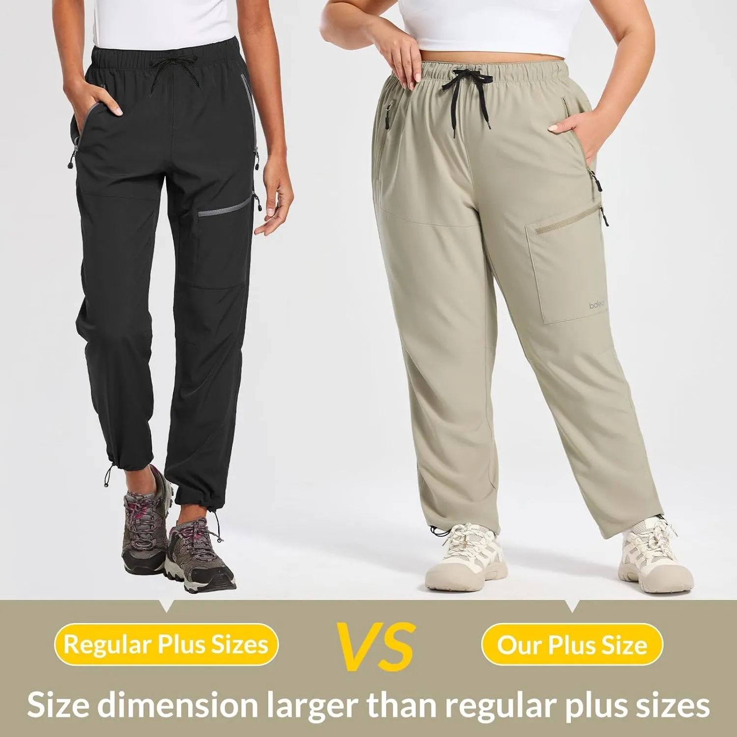 baleaf Plus Size Pants for Women Hiking Cargo Water Resistant UPF 50  Cargo Joggers Zipper Pockets
