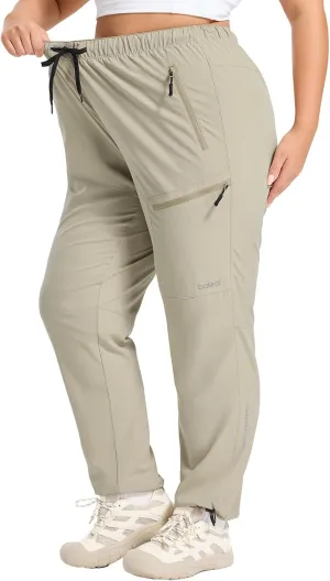 baleaf Plus Size Pants for Women Hiking Cargo Water Resistant UPF 50  Cargo Joggers Zipper Pockets