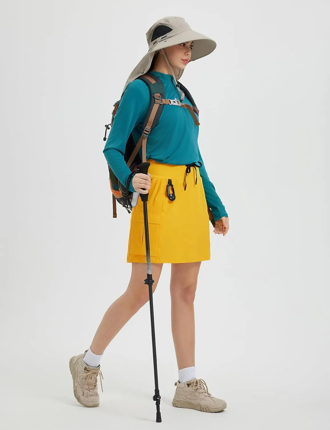baleaf Women's 16" Hiking Cargo Skort Skirt High Waisted with Pockets Golf Workout UPF 50  Sun Protection Quick Dry