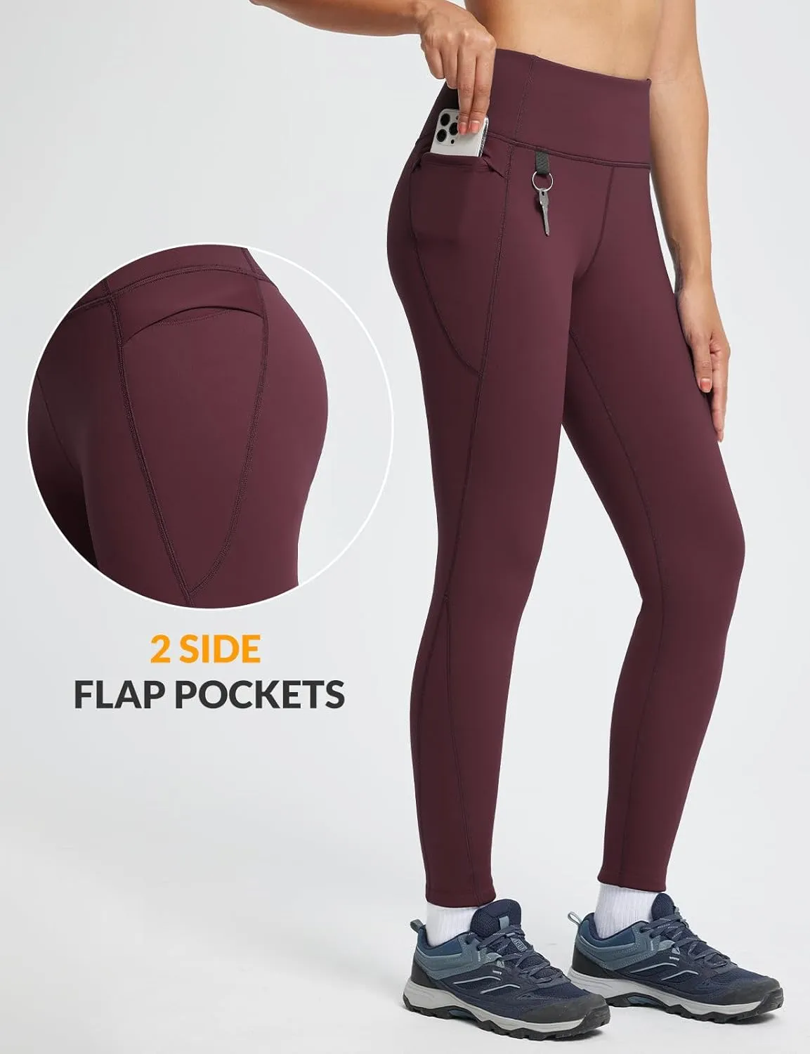 baleaf Women's Thick Fleece Lined Winter Leggings Thermal Warm Pants Water Resistant Hiking High Waisted