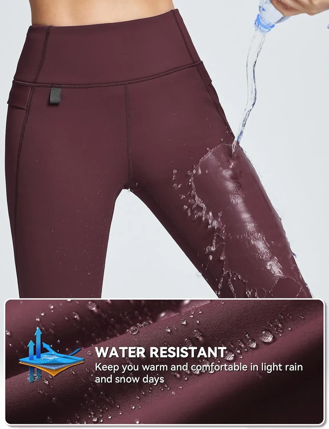 baleaf Women's Thick Fleece Lined Winter Leggings Thermal Warm Pants Water Resistant Hiking High Waisted