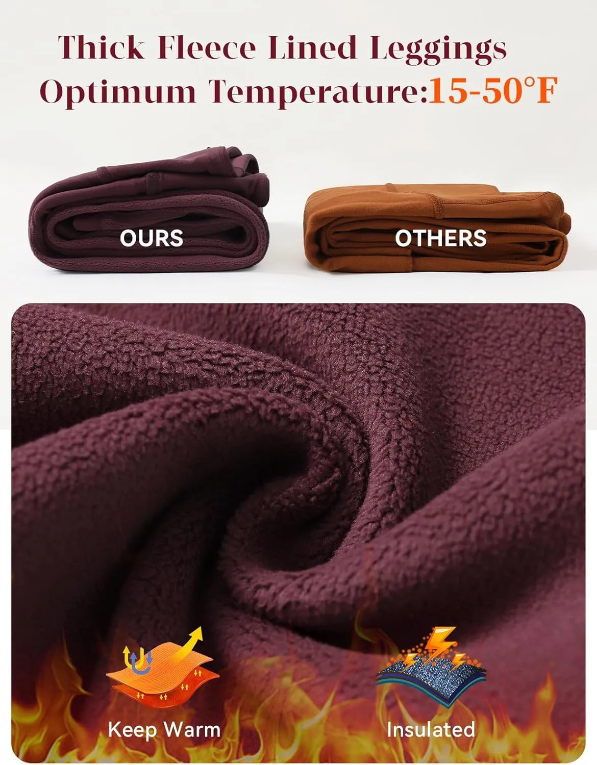 baleaf Women's Thick Fleece Lined Winter Leggings Thermal Warm Pants Water Resistant Hiking High Waisted