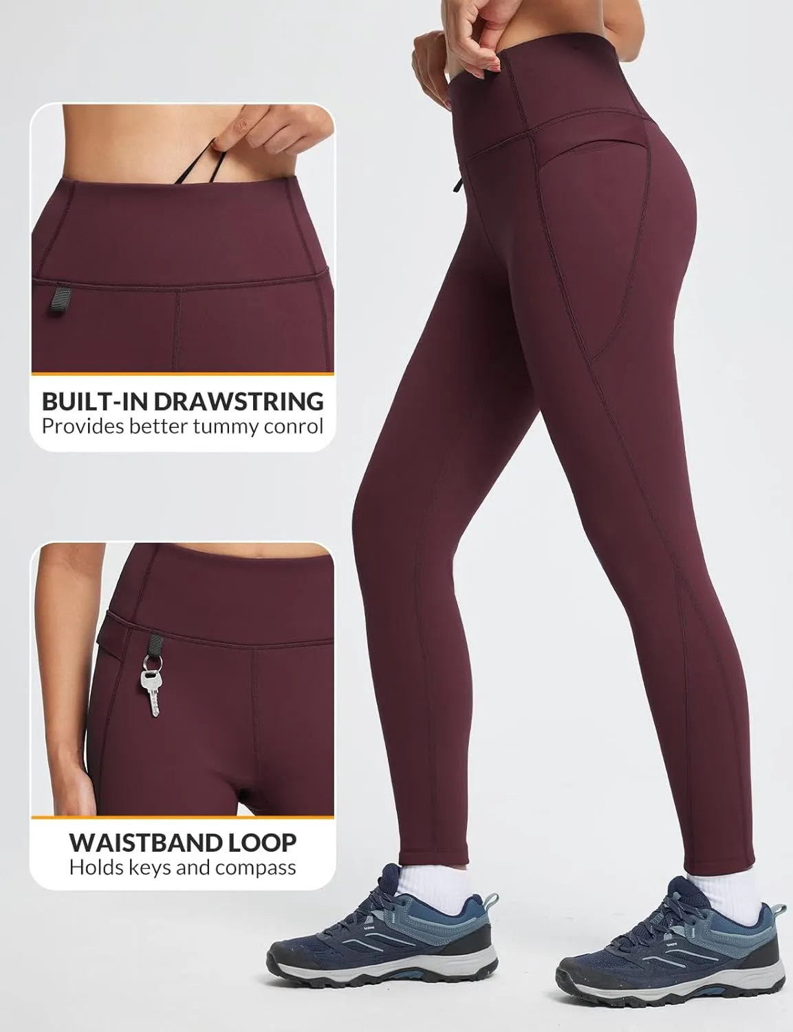 baleaf Women's Thick Fleece Lined Winter Leggings Thermal Warm Pants Water Resistant Hiking High Waisted
