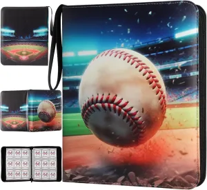 Baseball Card Binder with Sleeves, 900 Pocket Baseball Card Holder for Trading Cards, 9 Pocket with 50 Removable Sleeves Zipper Book Folder Collector Album 3 Ring Binder Organizer Storage Kids Gift