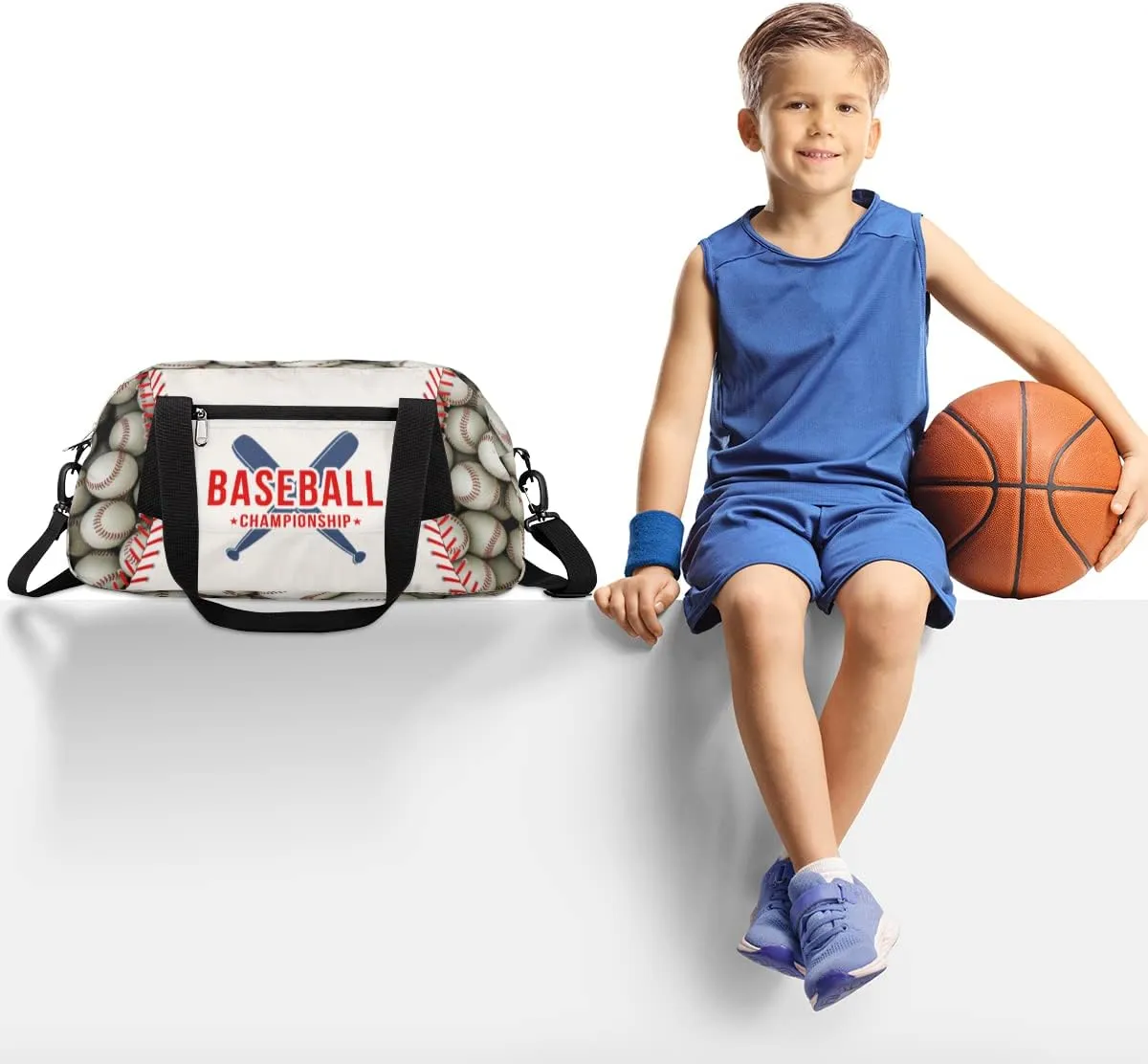 Baseball Stitches Kids Duffel Bag for Girls Boys Teens, Baseball Design Dance Bag Overnight Small Duffel Bag Carry On Weekend Sports Gym Travel Bag for School Practice Gymnastics Ballet