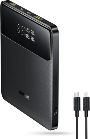 Baseus Power Bank, 20000mAh 100W PD Fast Charging Portable Charger with Digital Display, USB-C Cable, Blade Laptop Battery Bank for MacBook, iPad, iPhone Series, Samsung Series, Steam Deck