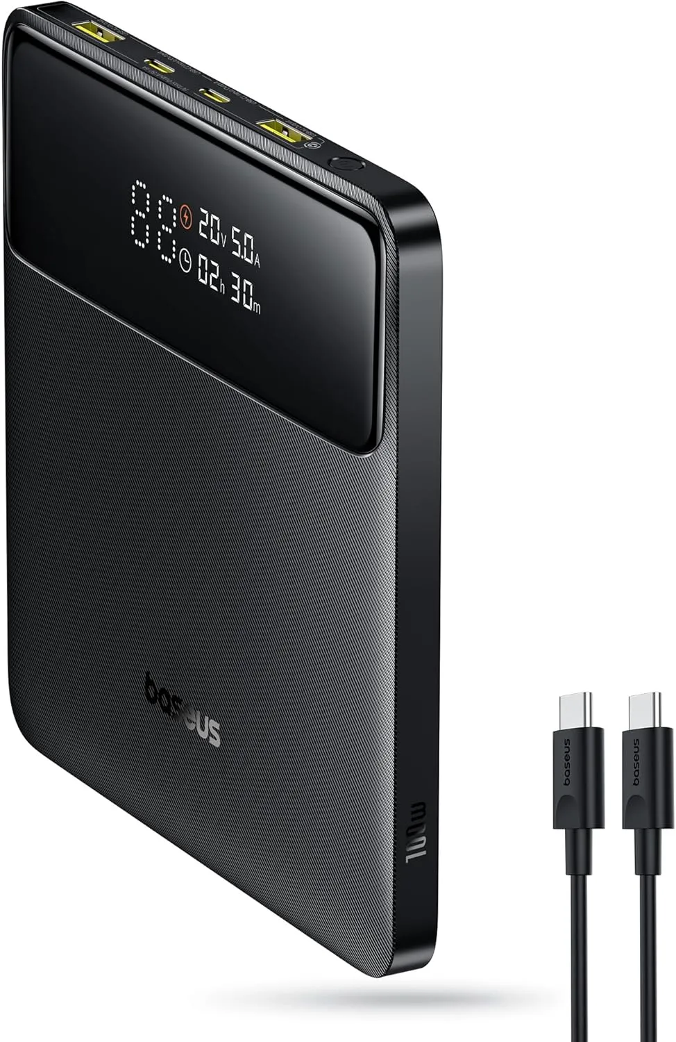 Baseus Power Bank, 20000mAh 100W PD Fast Charging Portable Charger with Digital Display, USB-C Cable, Blade Laptop Battery Bank for MacBook, iPad, iPhone Series, Samsung Series, Steam Deck