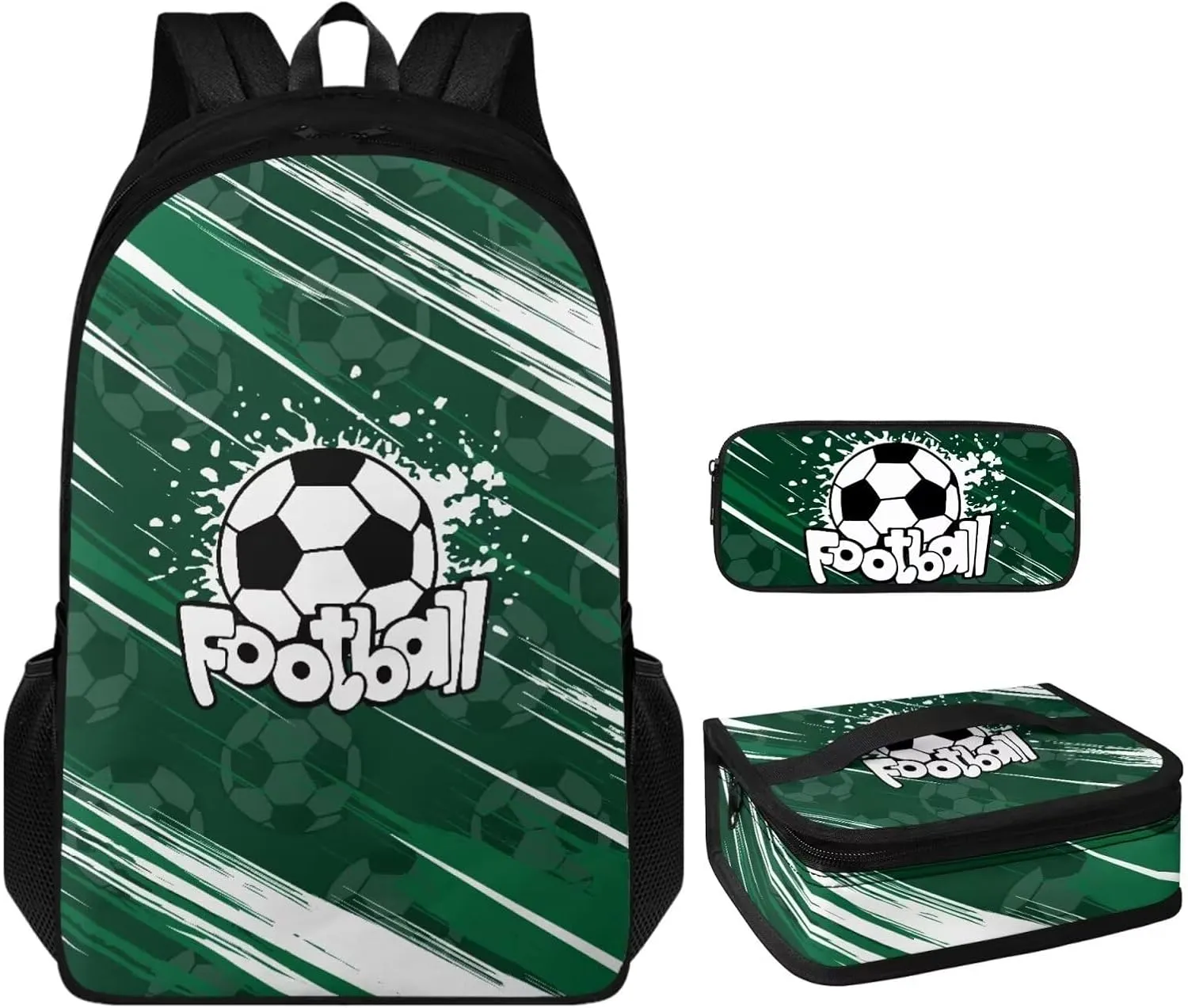 Basketball 3 Piece Backpack Set for Boys 3rd Grade Waterproof and Oil Proof Meal Bag Lunch Box 17 inch Portable School Bag for Middle School Junior Middle School