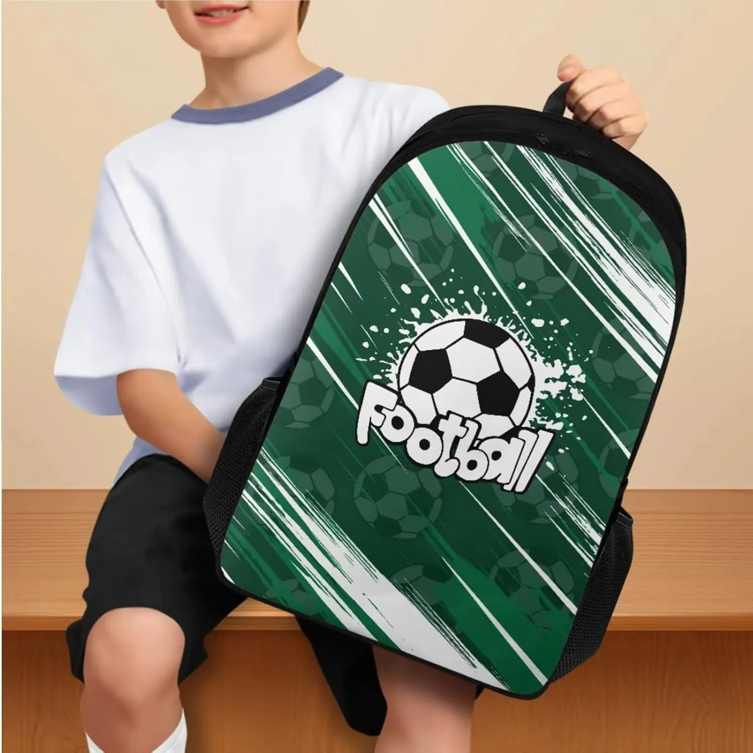Basketball 3 Piece Backpack Set for Boys 3rd Grade Waterproof and Oil Proof Meal Bag Lunch Box 17 inch Portable School Bag for Middle School Junior Middle School