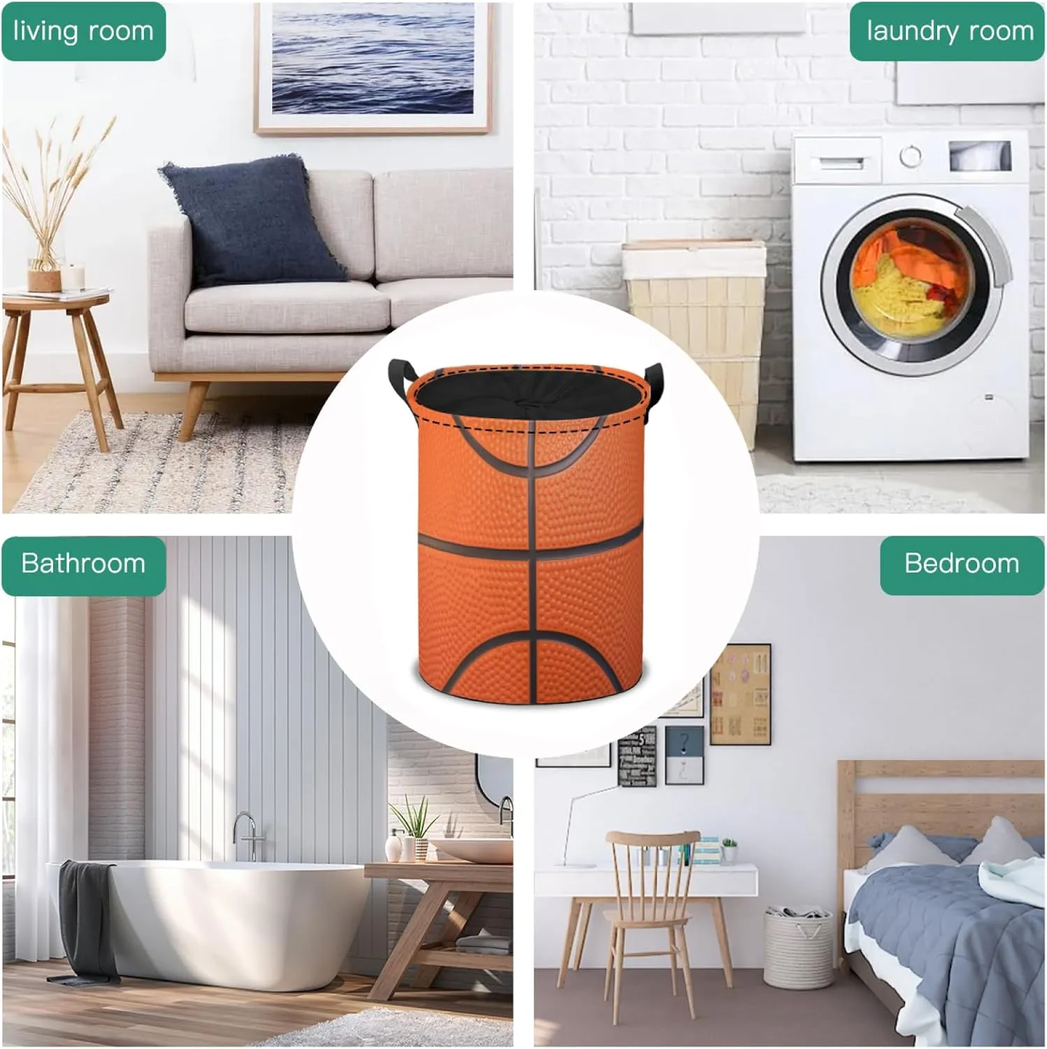 Basketball Ball Laundry Hamper Basket, Orange Basketball Ball Collapsible Portable Laundry Bag, Storage Bins Baskets, Baby Laundry Basket,Toys Storage Basket, Gifts Basket, Bedroom Home Decor