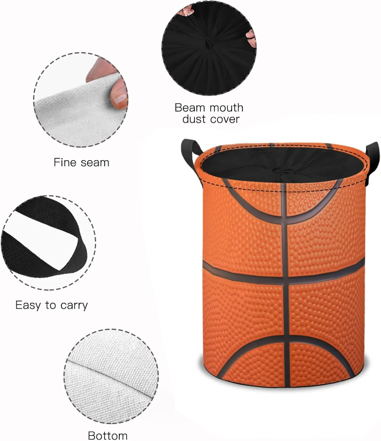 Basketball Ball Laundry Hamper Basket, Orange Basketball Ball Collapsible Portable Laundry Bag, Storage Bins Baskets, Baby Laundry Basket,Toys Storage Basket, Gifts Basket, Bedroom Home Decor