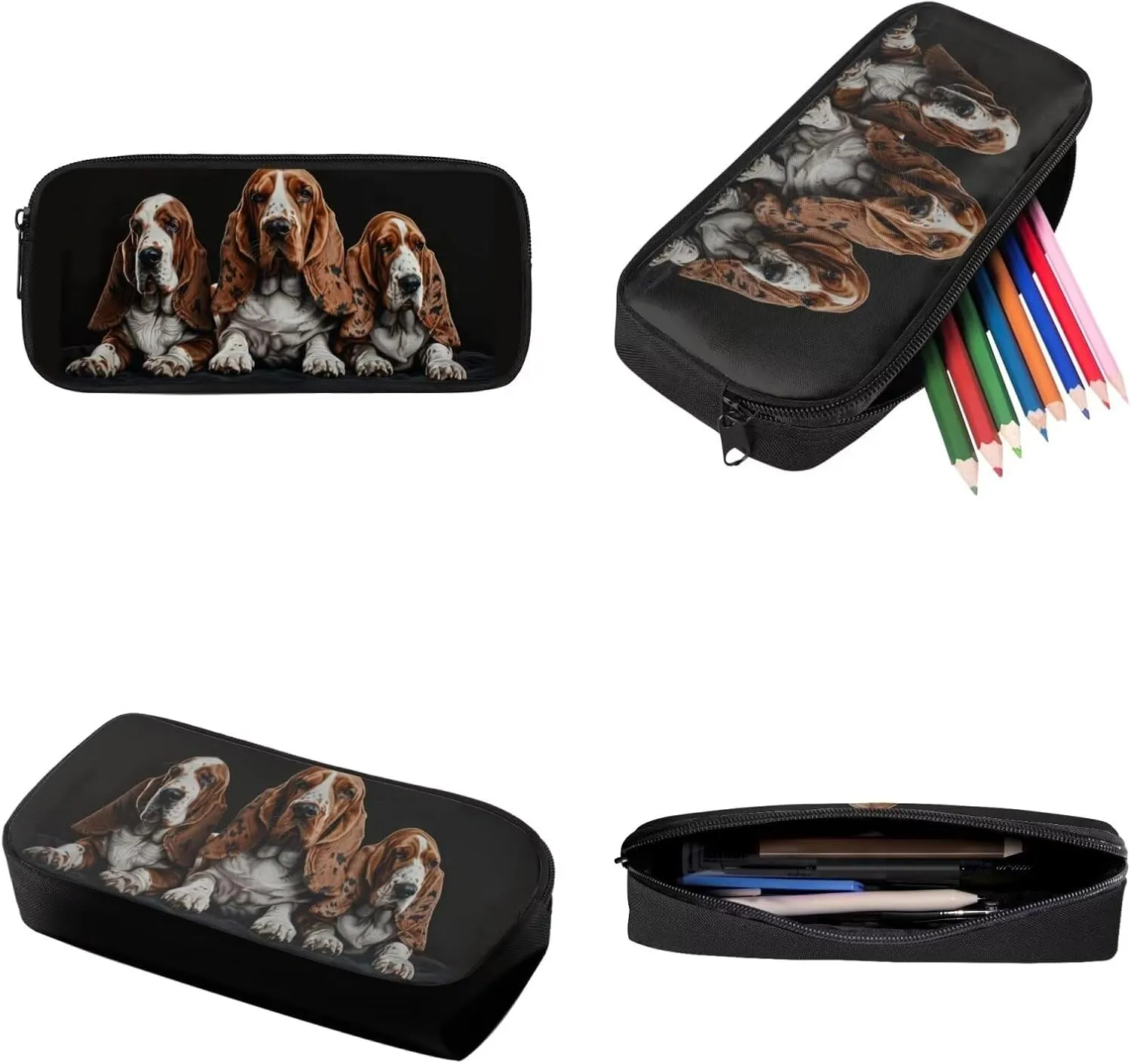 Basset Hound Backpack for Boys Girls, Lightweight Kids Backpack with Lunch Box Cute Kawaii Pencil Case, Large Comfortable Girls Bookbag School Backpack for Elementary Middle School
