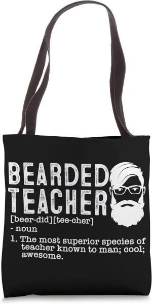 Bearded Teacher Definition Education Back to School Teaching Tote Bag
