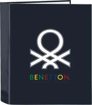 Benetton Sixties – Folio Binder, 4 Rings, Ideal for Children of Different Ages, Comfortable and Versatile, Quality and Strength, 27 x 6 x 33 cm, Navy Blue