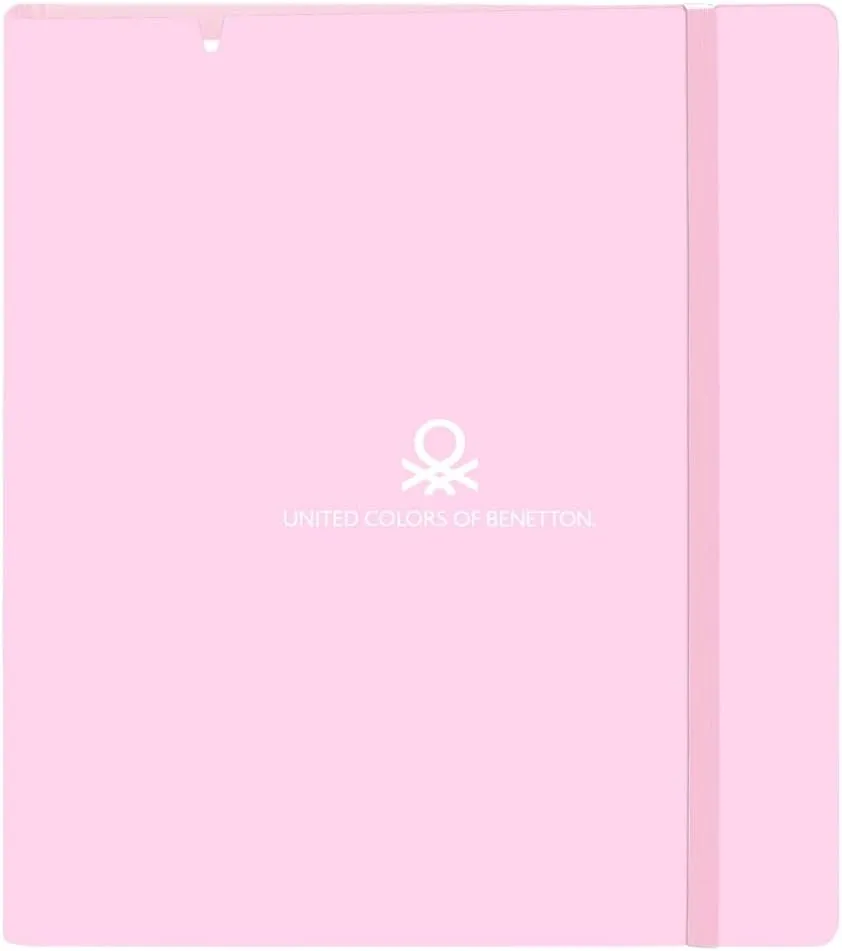 BENETTON UNIQUE 35mm 4 Ring Binder with Replacement with 100 A4 Sheets, Ideal for Children of Different Ages Comfortable and Versatile, Quality and Resilience, 27 x 4 x, Turquoise/Light Pink, M,