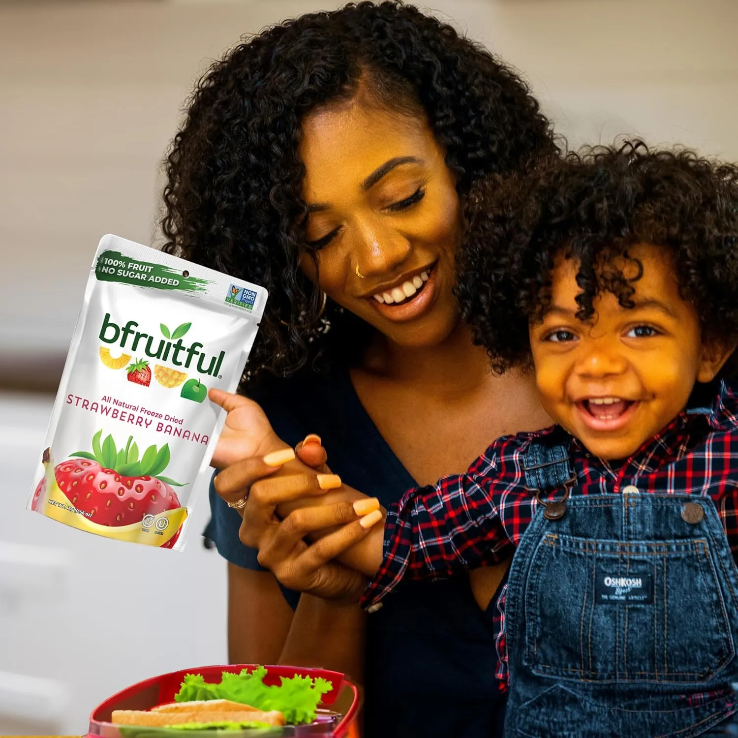 bfruitful Freeze-Dried Strawberry Banana, Freeze Dried Fresh Fruit Bites, Gluten Free, Vegan, Dairy Free, Kosher, No Sugar Added, Non GMO, Healthy Snacks for Kids or Adults, Single-Serve Snack Packets, 24 Pack