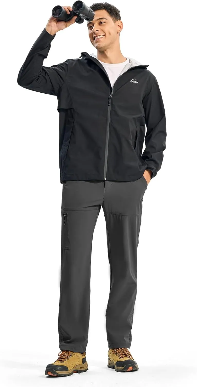 BGOWATU Men's Lightweight Hiking Travel Pants Quick Dry Water Resistant Athletic Joggers Zipper Pockets Cargo Workout Casual