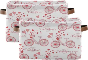 Bicycle Valentine Wordings Hearth Balloons Storage Basket Fabric Kitchen Baskets Storage Bins Boxes Foldable Organizer Bags for Baby Cloth Pet Toys Books Shelf Closet Playroom Laundry Baskets 2
