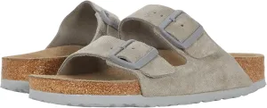 Birkenstock Men's Arizona Soft Footbed Slides, Stone Coin, Grey, 10 Medium US