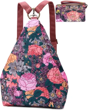 Black Butterfly Premium Backpack for Women, Bohemia Style Fashion Casual Daypack Backpack, Small Backpack Purse (06-fuchsia plus)