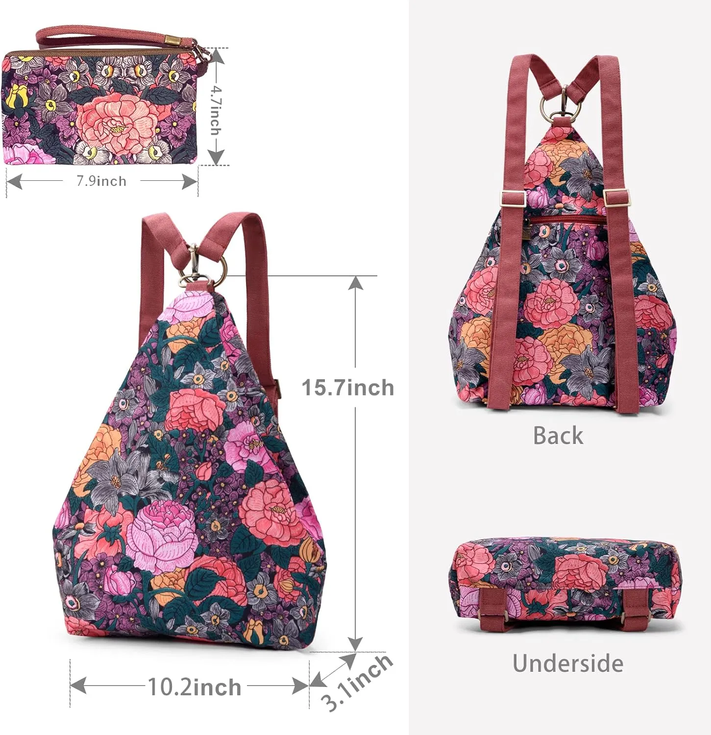 Black Butterfly Premium Backpack for Women, Bohemia Style Fashion Casual Daypack Backpack, Small Backpack Purse (06-fuchsia plus)