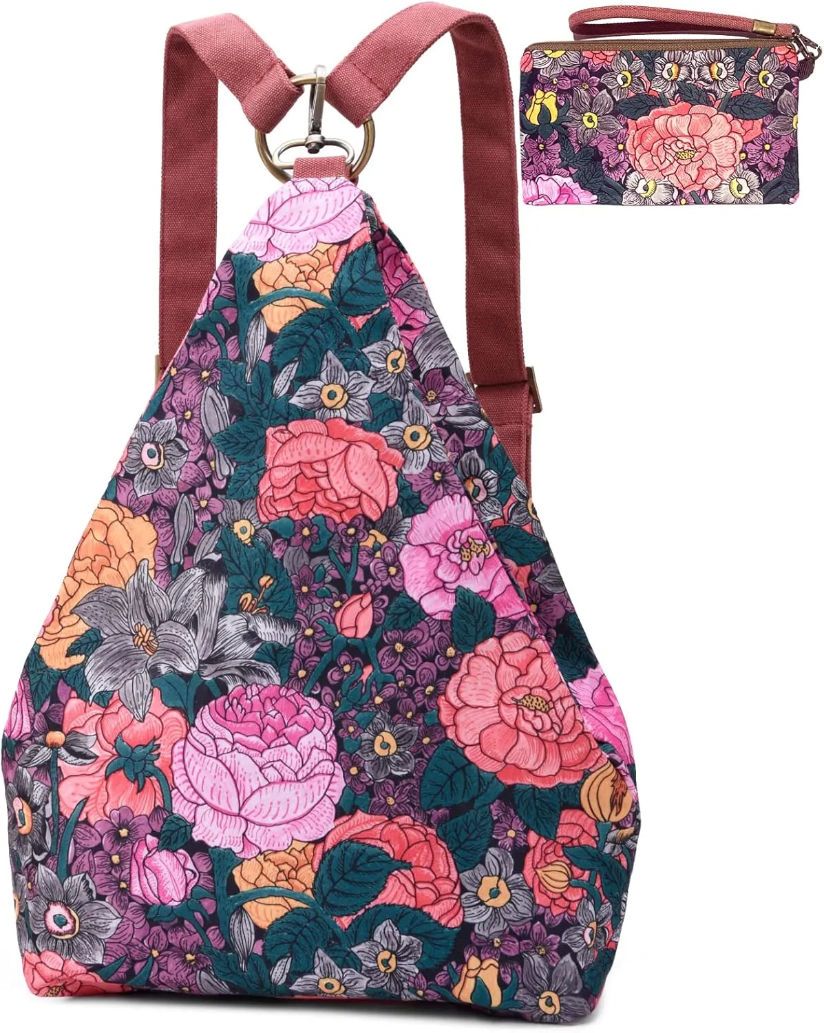 Black Butterfly Premium Backpack for Women, Bohemia Style Fashion Casual Daypack Backpack, Small Backpack Purse (06-fuchsia plus)