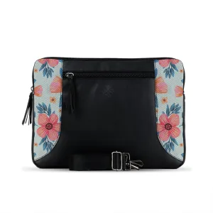 Black Mixed Laptop Sleeve Flower Art