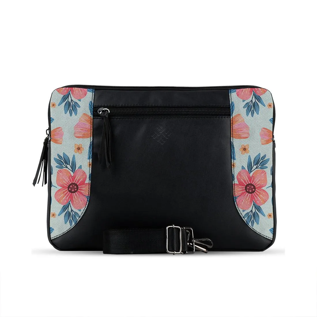 Black Mixed Laptop Sleeve Flower Art