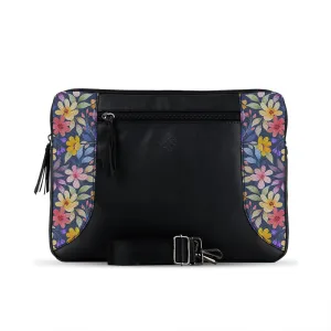Black Mixed Laptop Sleeve Purple Floral