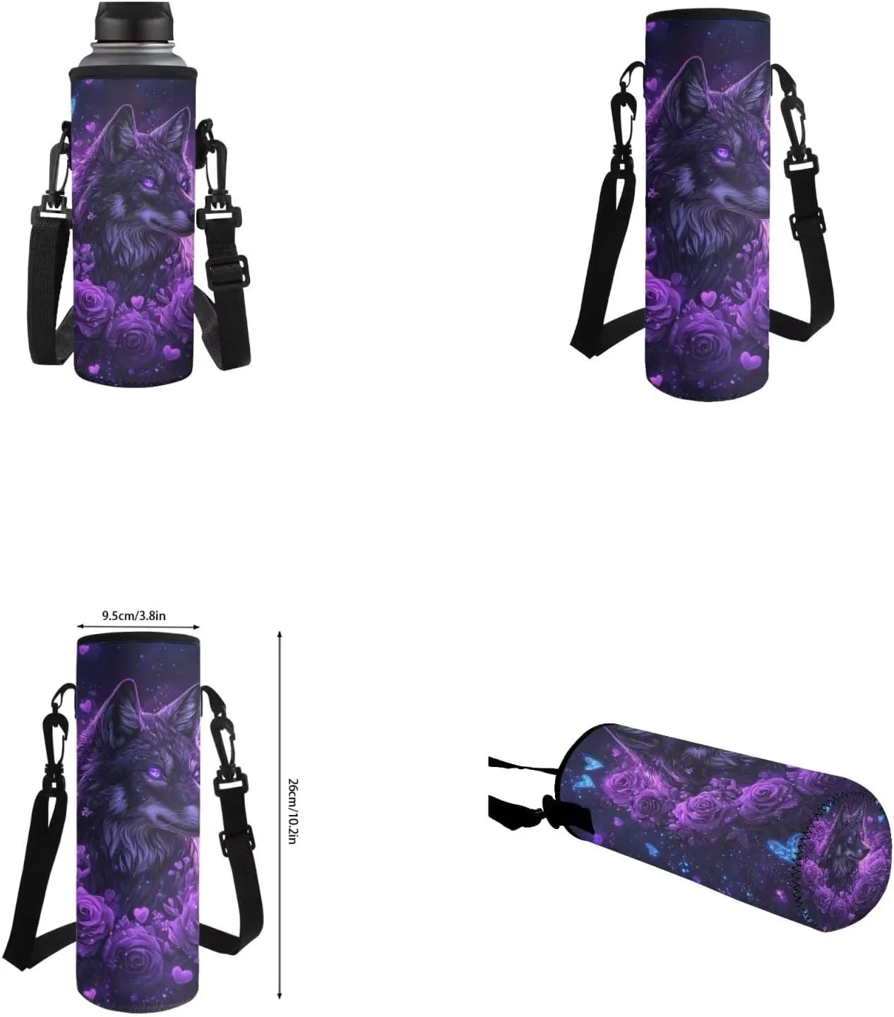 Black Wolf Girls Backpack with Lunch Box Large Capacity Kids Bookbag with Pencil Case Adjustable Lightweight School Bag for Kindergarten, Elementary & Middle School