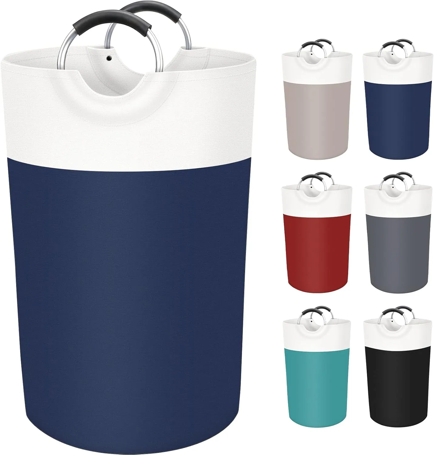 BlissTotes 115L Laundry Basket, Freestanding Laundry Hamper, Collapsible Dirty Clothes Hamper, Waterproof Fabric with Foam Protected Aluminum Handles for College, Dorm, Family (Blue)