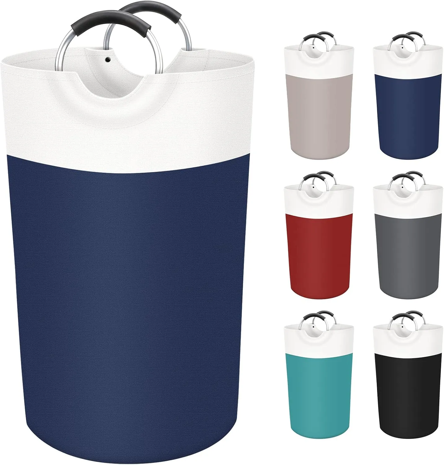 BlissTotes 90L Laundry Basket, Freestanding Laundry Hamper, Collapsible Dirty Clothes Hamper, Waterproof Fabric with Foam Protected Aluminum Handles for College, Dorm, Family (Blue)