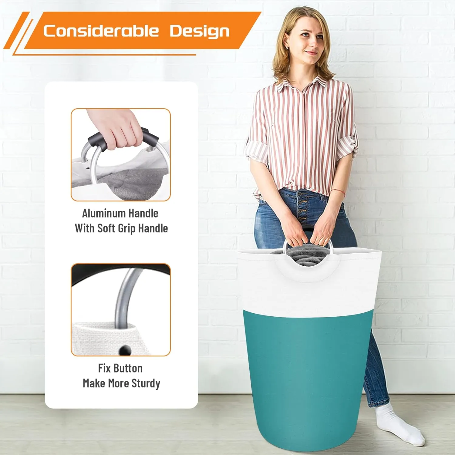 BlissTotes 90L Laundry Basket, Freestanding Laundry Hamper, Collapsible Dirty Clothes Hamper, Waterproof Fabric with Foam Protected Aluminum Handles for College, Dorm, Family (Green)