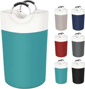 BlissTotes 90L Laundry Basket, Freestanding Laundry Hamper, Collapsible Dirty Clothes Hamper, Waterproof Fabric with Foam Protected Aluminum Handles for College, Dorm, Family (Green)