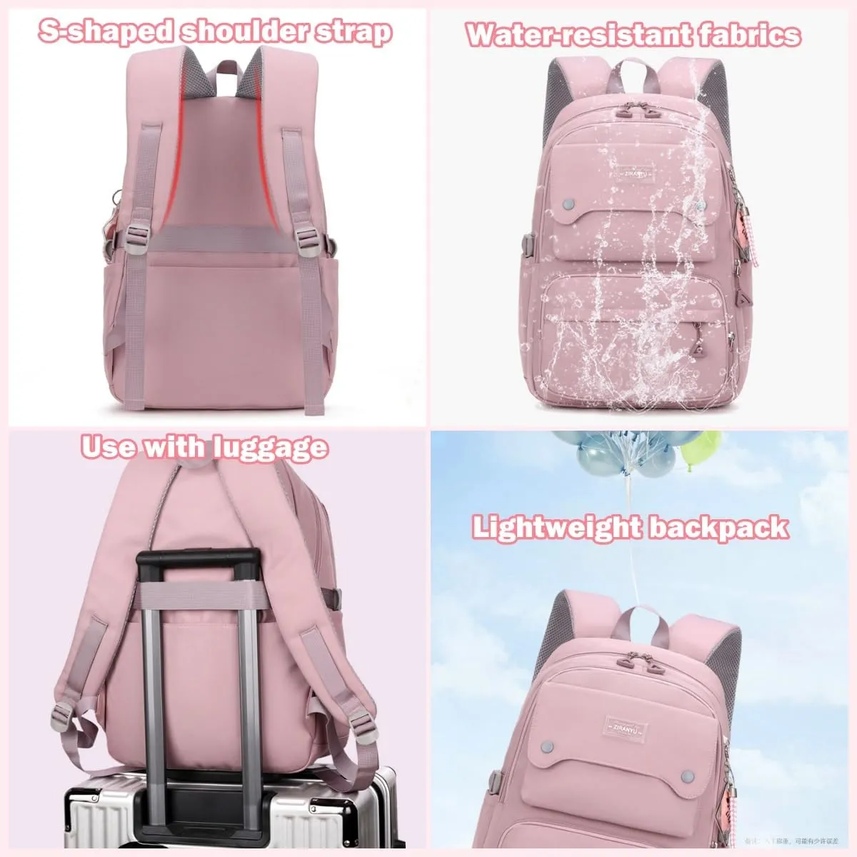 Blue Girls School Backpack,Kids Backpack for Teen Girls Elementary Middle School Bookbag Multi-pocket Fashion Daypack