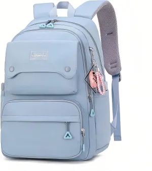 Blue Girls School Backpack,Kids Backpack for Teen Girls Elementary Middle School Bookbag Multi-pocket Fashion Daypack
