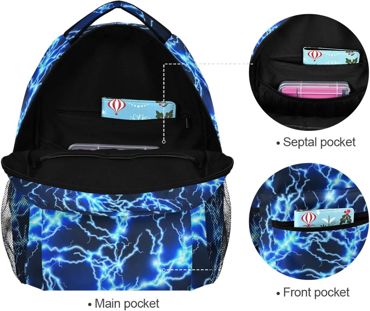 Blue Lightning Boys Backpack Elementary Middle School Backpack Bookbag for Girls Boys Kids Teen Back to School Book Bag Gifts for 2nd 3rd 4th 5th 6th Grade Students