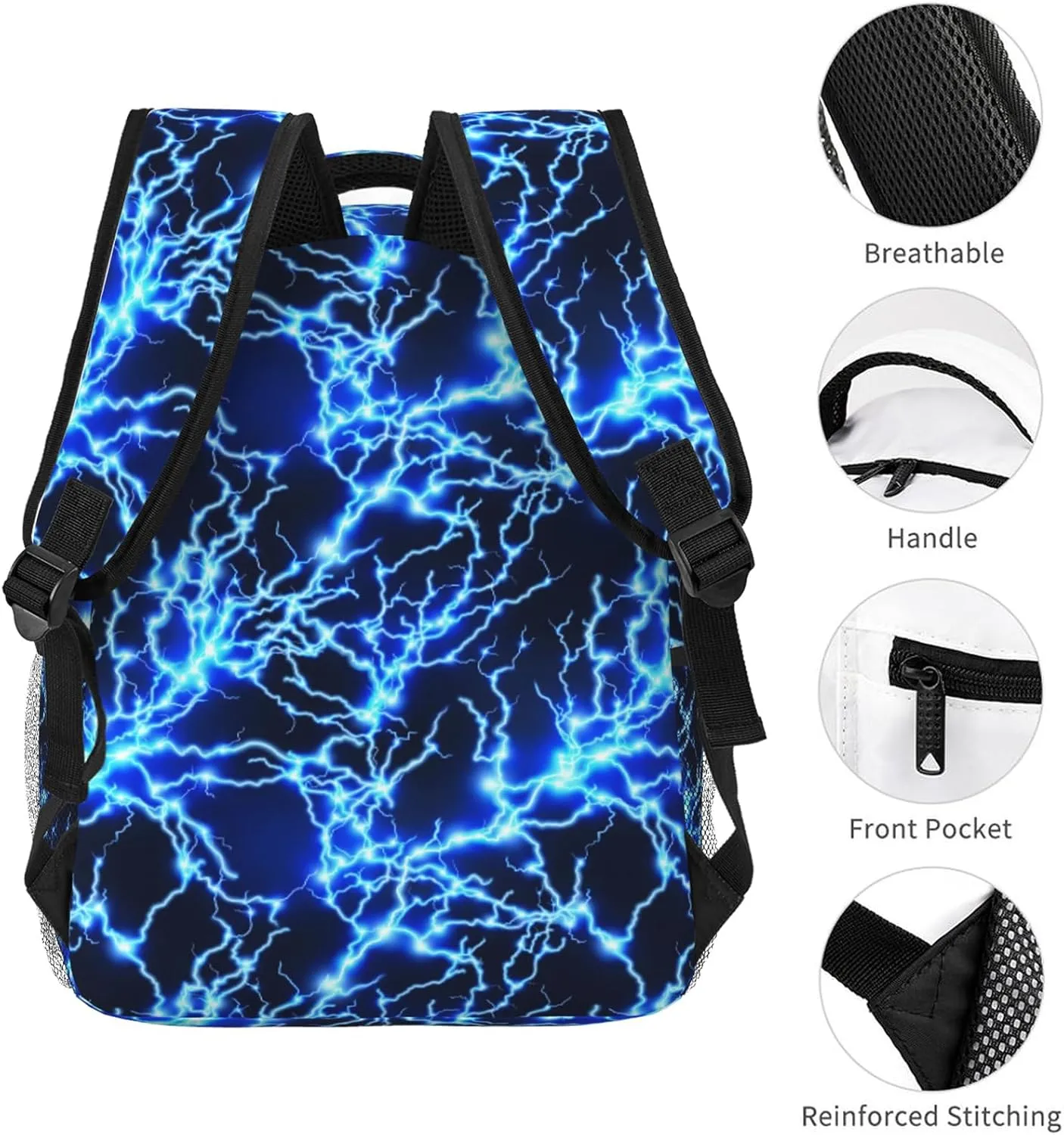 Blue Lightning Boys Backpack Elementary Middle School Backpack Bookbag for Girls Boys Kids Teen Back to School Book Bag Gifts for 2nd 3rd 4th 5th 6th Grade Students