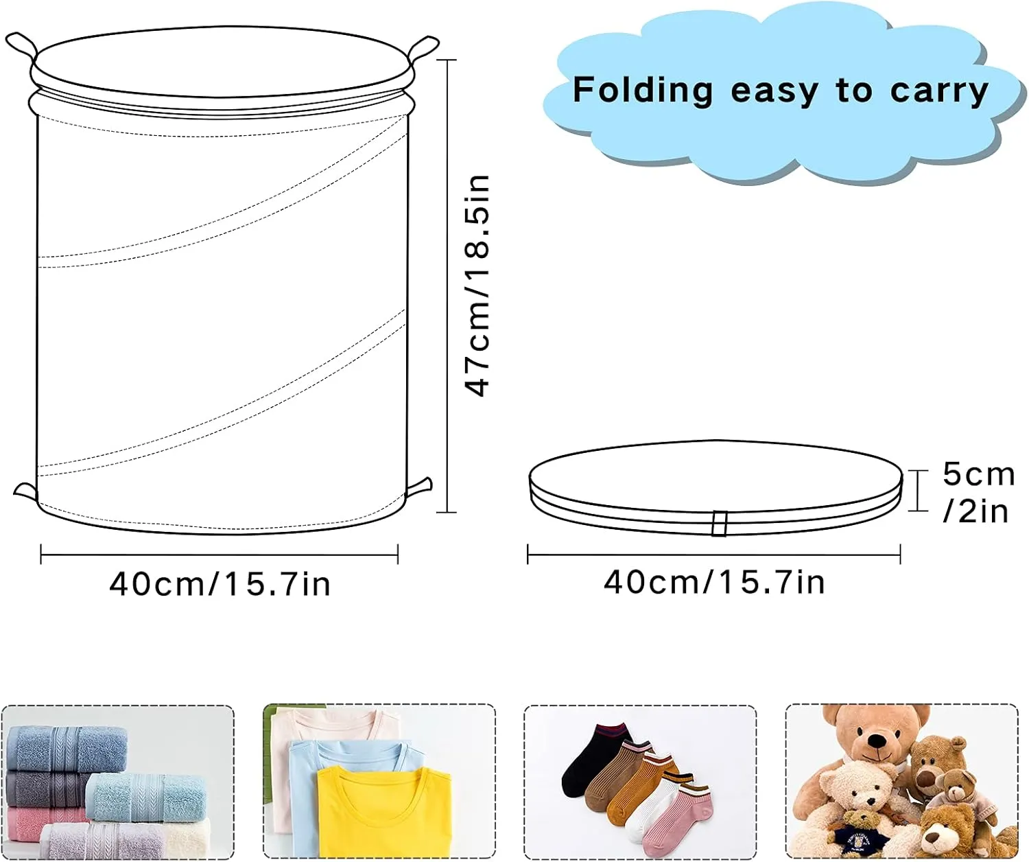 Blue Moth Dead Head, Mystical Circle, Skull, Moon, Stars Occultism Pop Up Laundry Hamper, Collapsible Dirty Clothes Basket with Zipper Lid, Storage Bag Washing Bin for Room College Dorm Travel