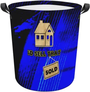 Blue Texture Real Estate Agent Large Laundry Basket Laundry Hamper Bag Washing Bin Collapsible with Handles Travel Bathroom
