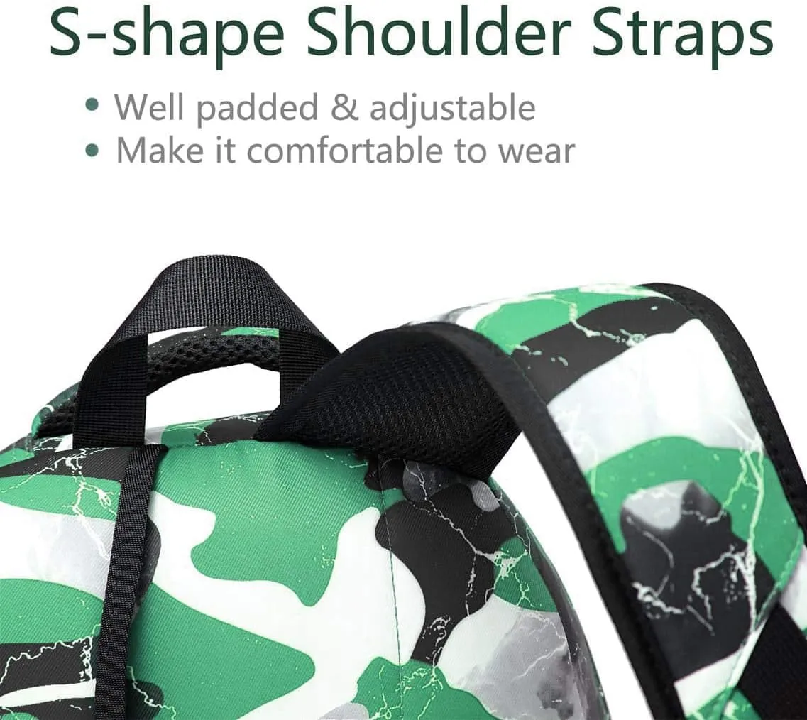 BLUEFAIRY Kids Backpack for Boys and Girls Elementary School Bags Primary Middle School Bookbags for Teens Back to School Gifts for Son 17" Mochila Escolares para Niños de 8 9 10 Camo Green