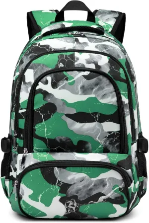 BLUEFAIRY Kids Backpack for Boys and Girls Elementary School Bags Primary Middle School Bookbags for Teens Back to School Gifts for Son 17" Mochila Escolares para Niños de 8 9 10 Camo Green