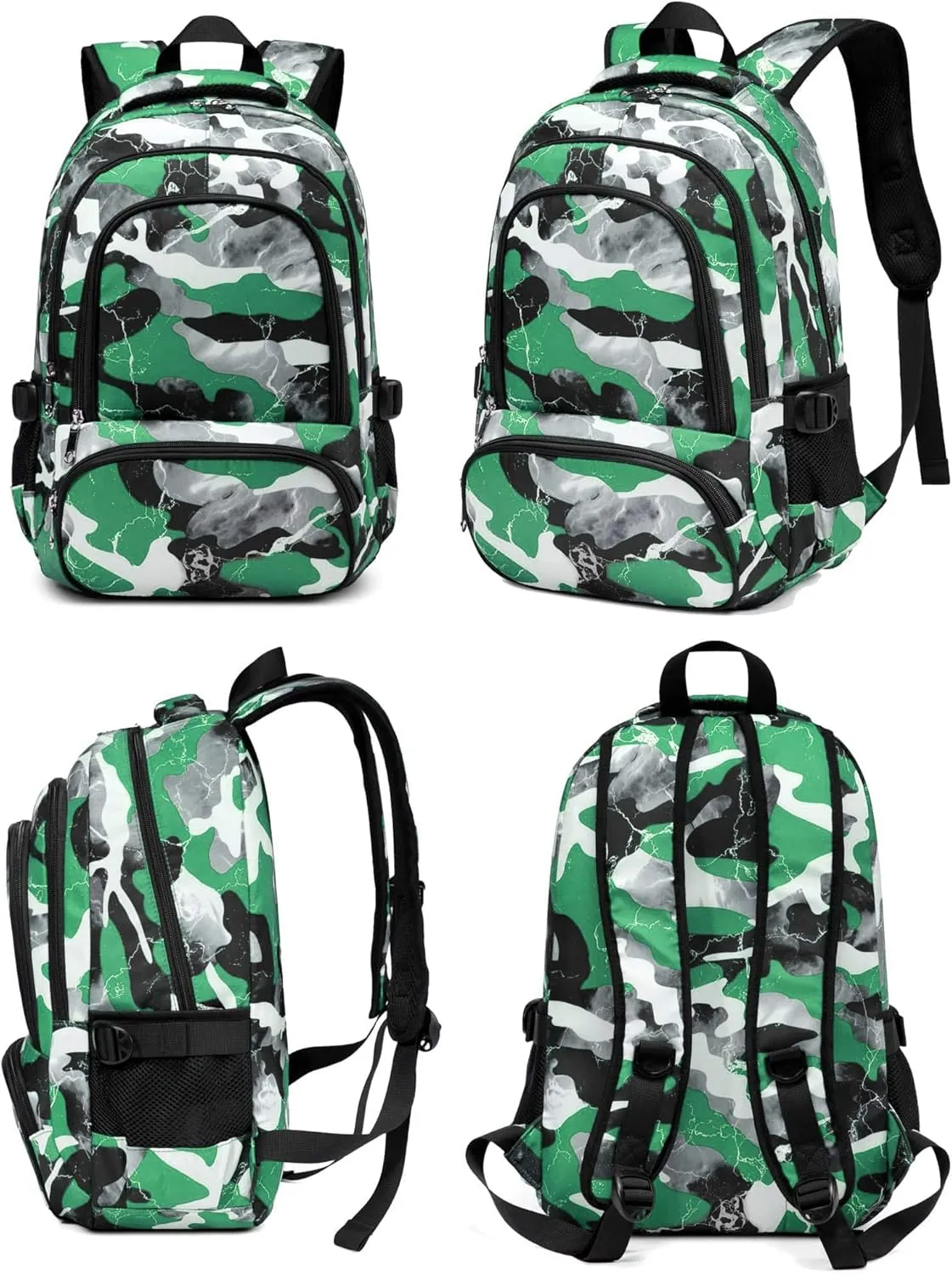 BLUEFAIRY Kids Backpack for Boys and Girls Elementary School Bags Primary Middle School Bookbags for Teens Back to School Gifts for Son 17" Mochila Escolares para Niños de 8 9 10 Camo Green